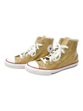 Converse Chuck Taylor All Star High Sneakers Youth Size 6 Gold Glitter 663625C